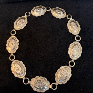 Silver Tone Concho Link Necklace